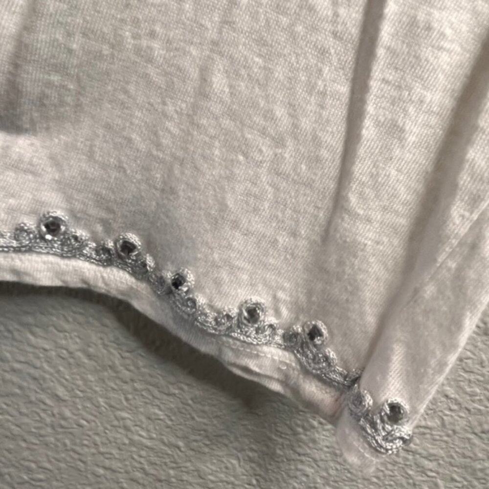 INC International Concepts XXL Linen Embellished Silver Pearl V-Neck Top - Picture 5 of 15
